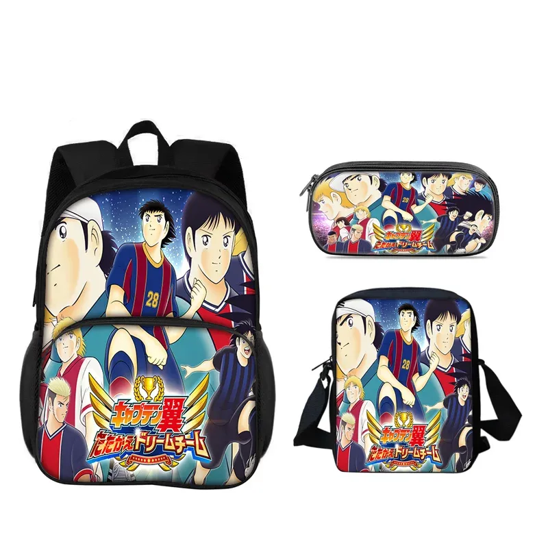 sac à dos captain tsubasa, sac à stylos, sac à bandoulière, ensemble de 3 pièces, polyvalent, pour garçon ou fille, meilleur cadeau d'anniversaire