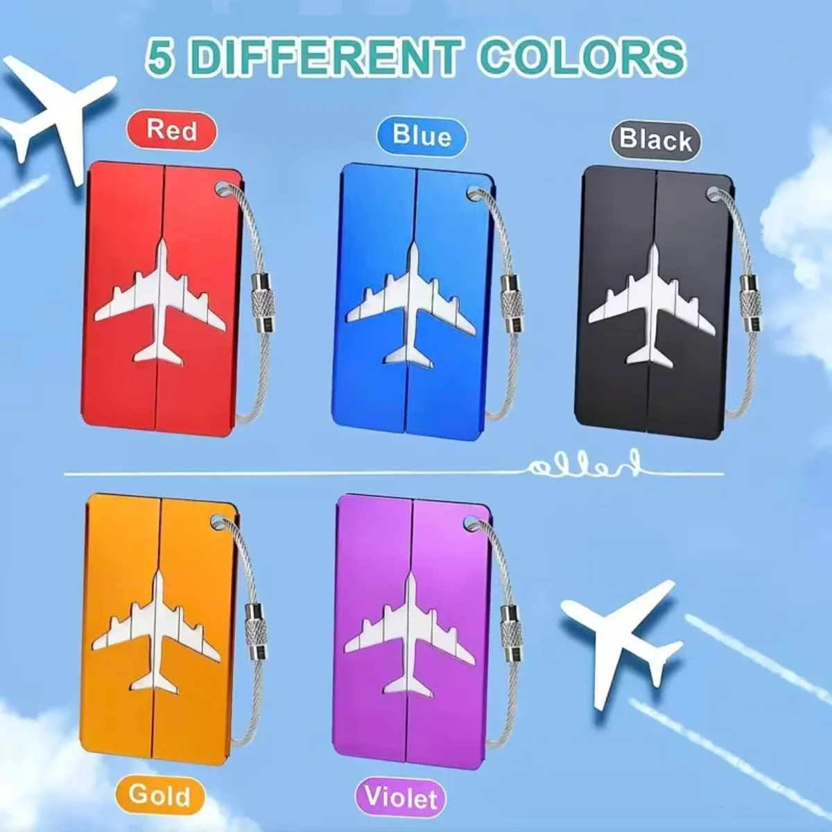 5 étiquettes de bagages en alliage d'aluminium pour voyage