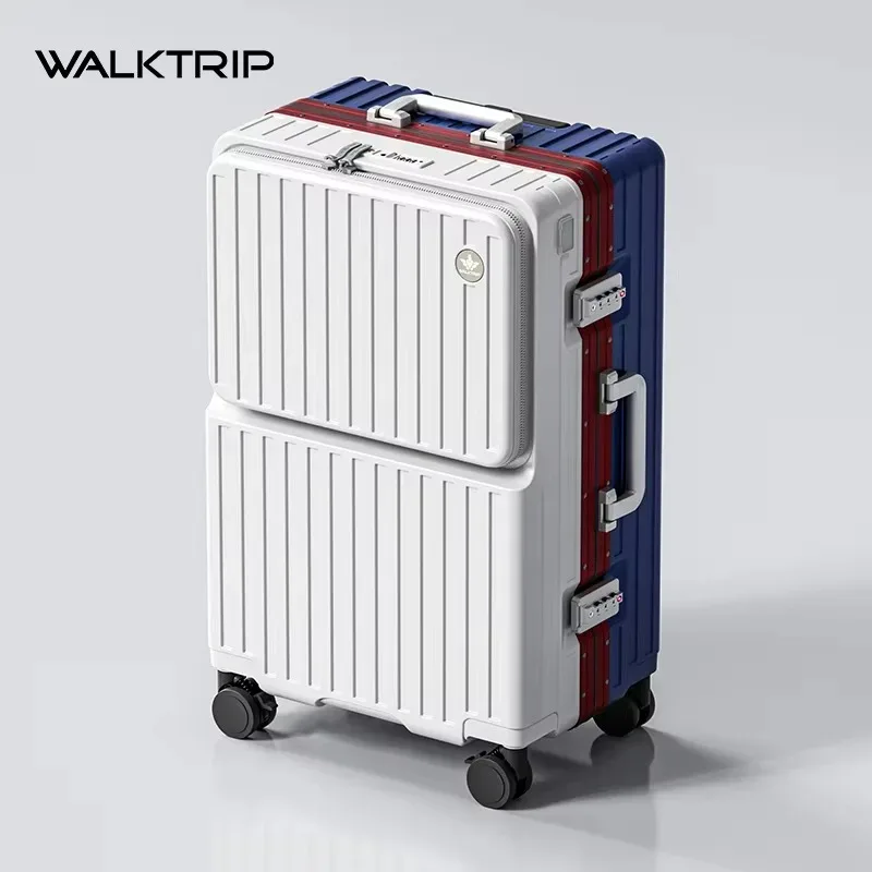 valise à ouverture frontale en pc avec cadre en aluminium, serrure tsa, porte-gobelet et port de charge 20/24/26 pouces