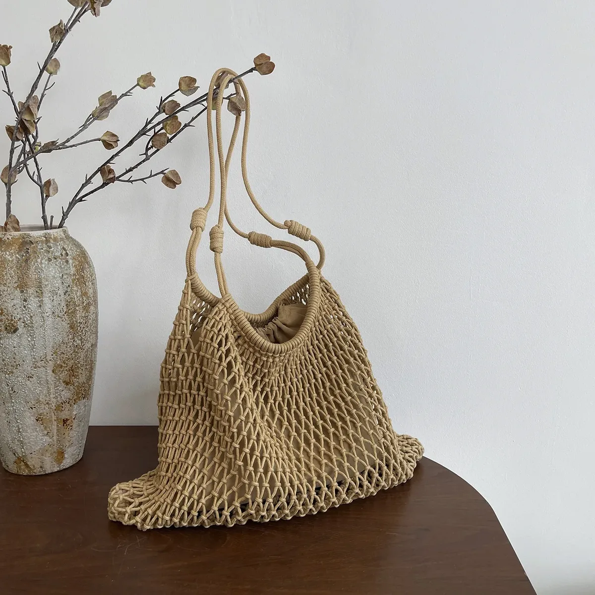 sac à bandoulière de plage en paille tressée ajourée grande capacité pour femme, nouvelle collection été 2026