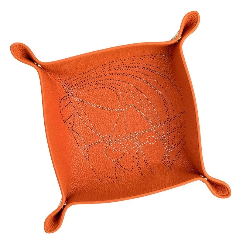 plateau de rangement en cuir de vache à deux couches, organisateur de bureau pour clés, bijoux, boîte de rangement de cosmétiques, organisateur pliant, décoration de la maison