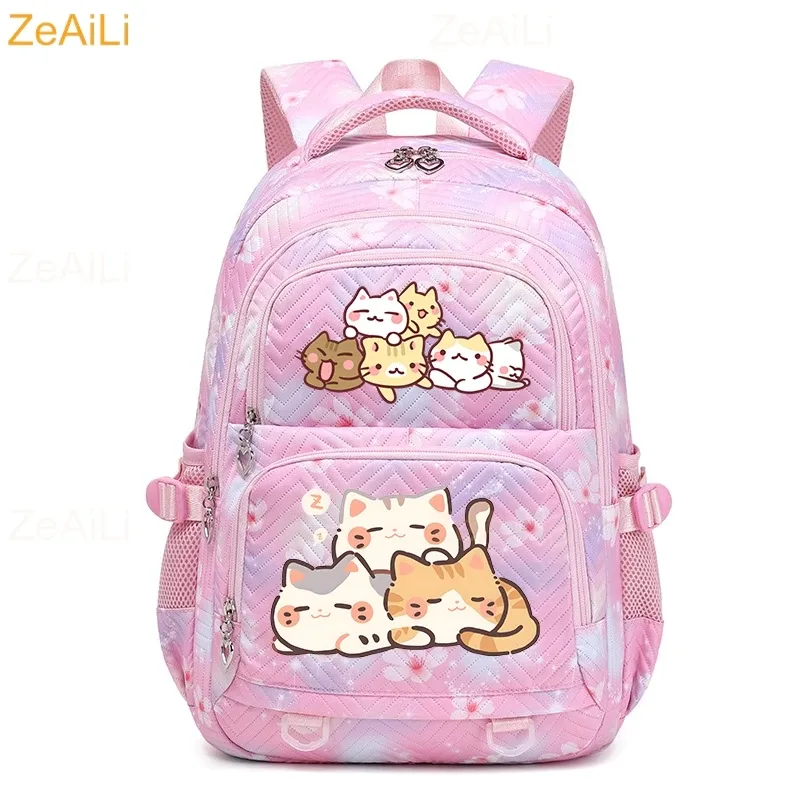 sac à dos imperméable décontracté à thème chat et chien pour femmes, sac de voyage, cartable pour adolescentes, sac à livres, mochila