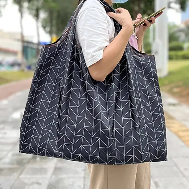 sac d'épicerie pliable en nylon de grande capacité, sac fourre-tout de style japonais, portable, réutilisable, écologique, sac à main imperméable