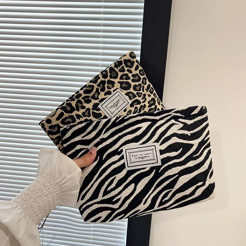 sac cosmétique grande capacité imprimé zèbre et léopard, sac de rangement portable pour soins de la peau et ar