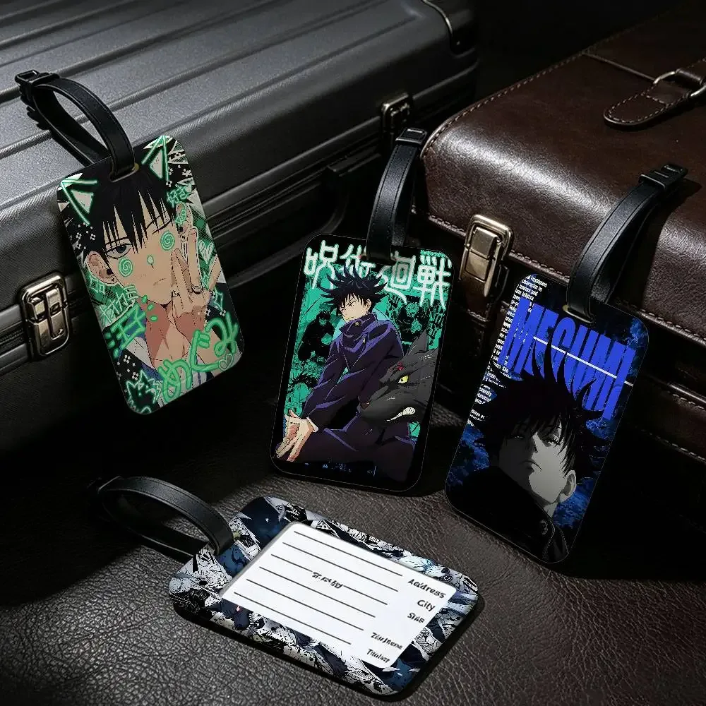 Étiquette d'identification de bagage anti-perte en PVC Anime Fushiguro Megumi Jujutsu Kaisen, porte-carte d'information amovible, étiquette de bagage de voyage