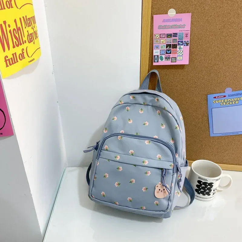 sac à dos floral brodé avec nom personnalisé, sac à dos décontracté pour filles, sac à dos pour dames, cadeau unique pour jeunes, sacs à main kawaii