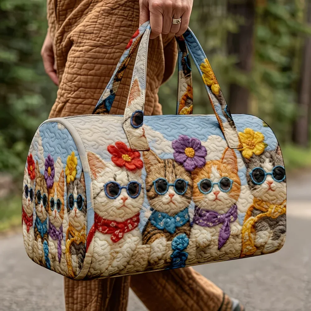 sac fourre-tout à motif chat imprimé en 3d - sac de voyage léger - sac de shopping rétro de grande capacité