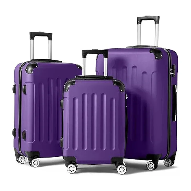 ensemble de bagages 3 pièces, valises légères de voyage avec roulettes, serrure tsa et coin rigide, ensembles de bagages de voyage familial