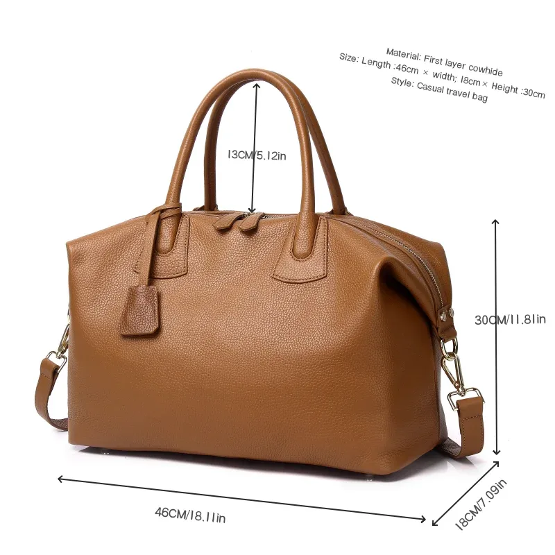 sac de sport de voyage en cuir véritable, sac fourre-tout lancé unique, grand sac messager de week-end