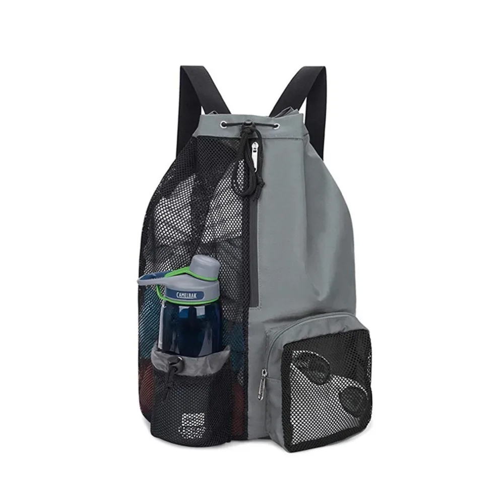 sac à dos en maille avec poche étanche et cordon de serrage, grande capacité, couleur unie, sac de natation, sacs de rangement pour la plage, sac de sport et de fitness, pour l'extérieur