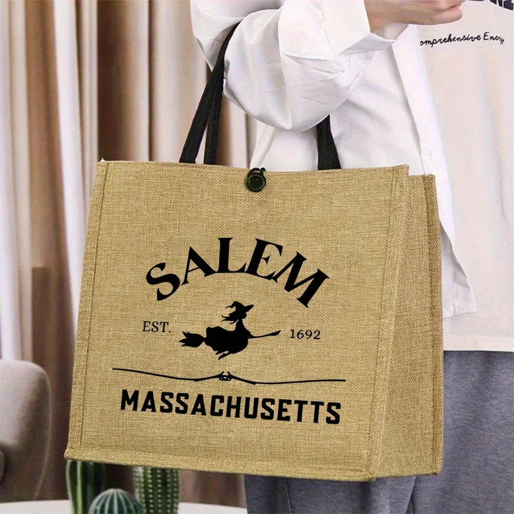 sac fourre-tout en lin la dolce vita lemon, imprimé côte d'amalfi italie, sac de plage réutilisable pour femmes, sac de shopping d'été