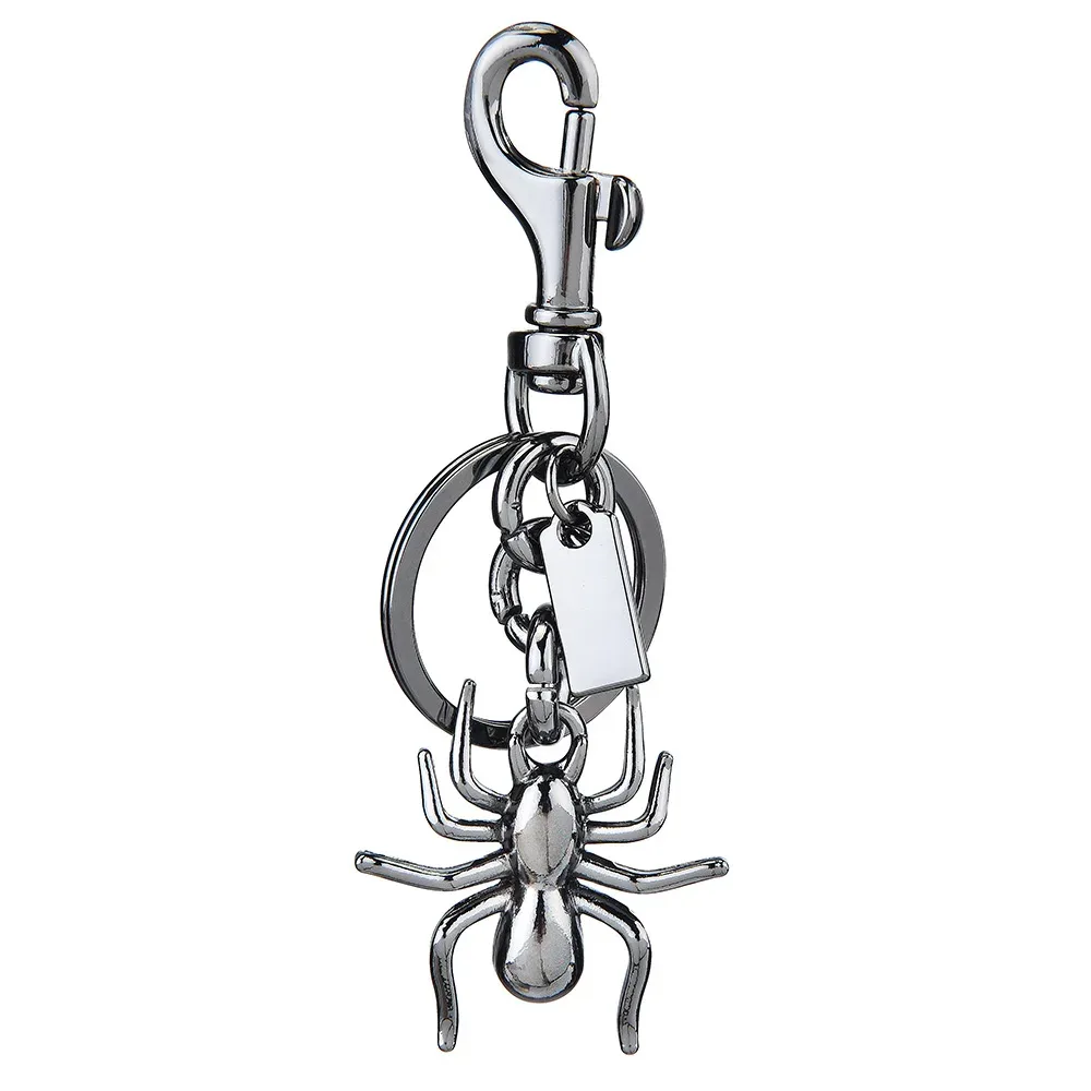 porte-clés araignée gothique heavy metal, breloques punk pour sac à dos avec étiquette vierge, crochets sécurisés anti-perte, accessoires pour motards, halloween