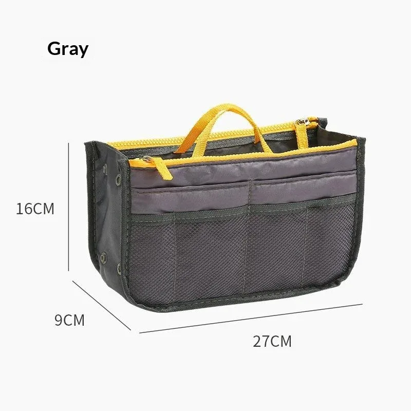 sac de rangement multifonctionnel à double fermeture éclair, grande capacité, pour l'organisation et le classement des articles de maquillage et de toilette.