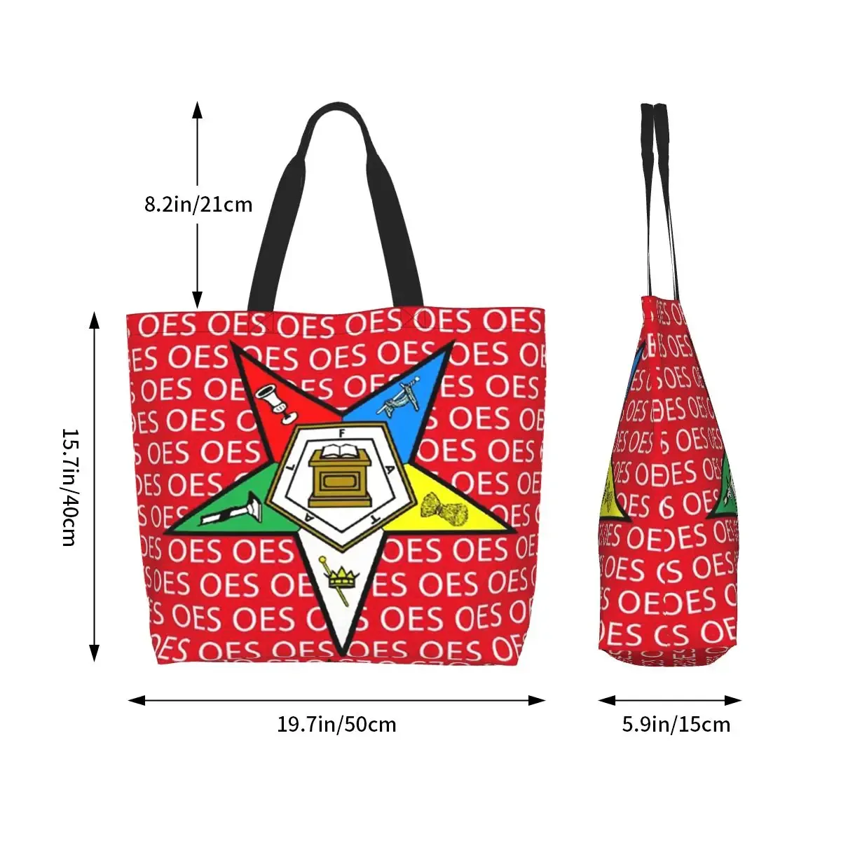 sac fourre-tout en toile avec logo order of the eastern star oes, sac à bandoulière de grande capacité, sac à main pour courses pour femmes