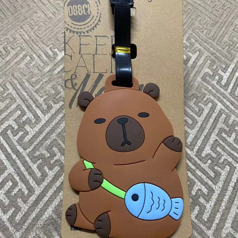 accessoires de voyage étiquette de bagage dessin animé capybara pvc valise id addres support bagages étiquettes d'embarquement étiquette portable