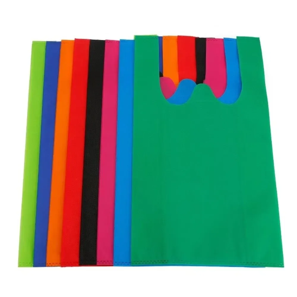 sacs de courses non tissés de couleur unie, sac à main portable de grande capacité, respectueux de l'environnement, sac de rangement épais et durable, 50 pièces