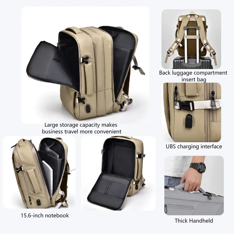sac à dos pour ordinateur portable avec logo personnalisé pour hommes, 17 pouces, multi-poches, extensible, étanche, pour l'école, voyage d'affaires, impression