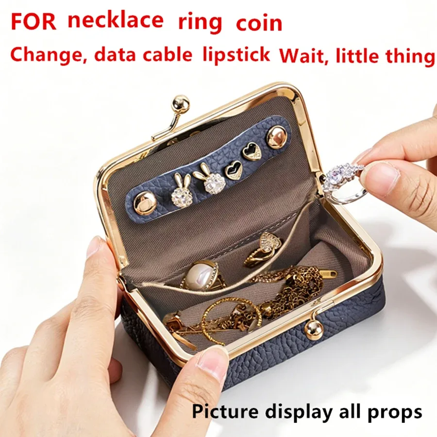 sac de rangement pour bijoux pour femmes, petit sac en cuir pu pour écouteurs, boîte de rangement pour bagues, colliers, boucles d'oreilles, mini porte-monnaie