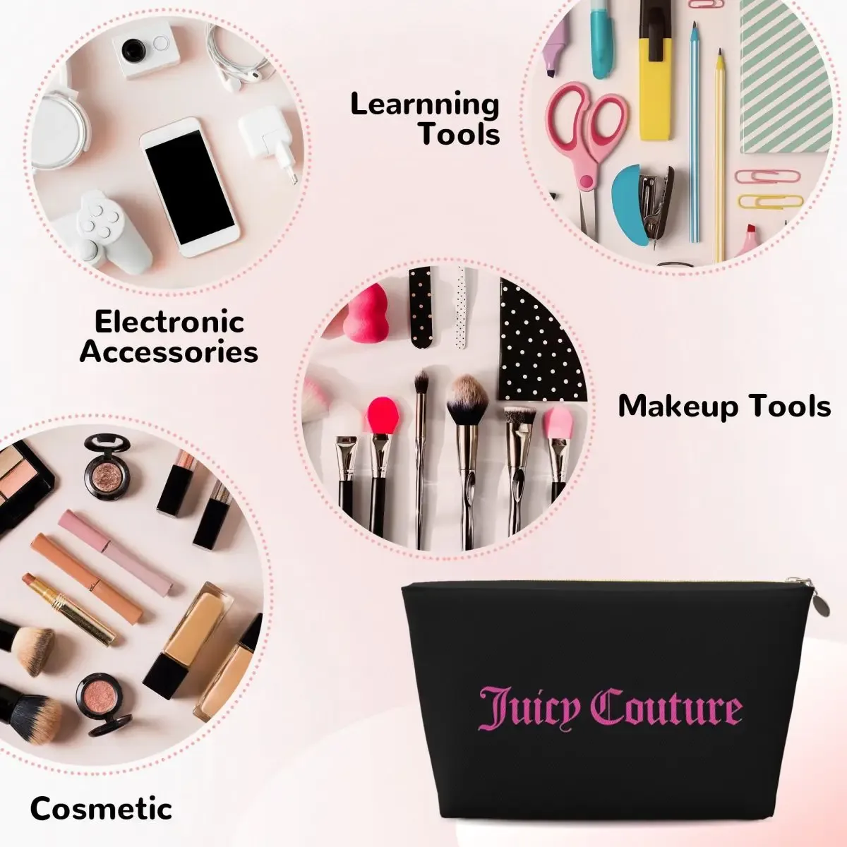 sac de toilette de voyage en cuir j-juicy-c-couture, sacs à maquillage tendance, organiseur de maquillage pour l'extérieur