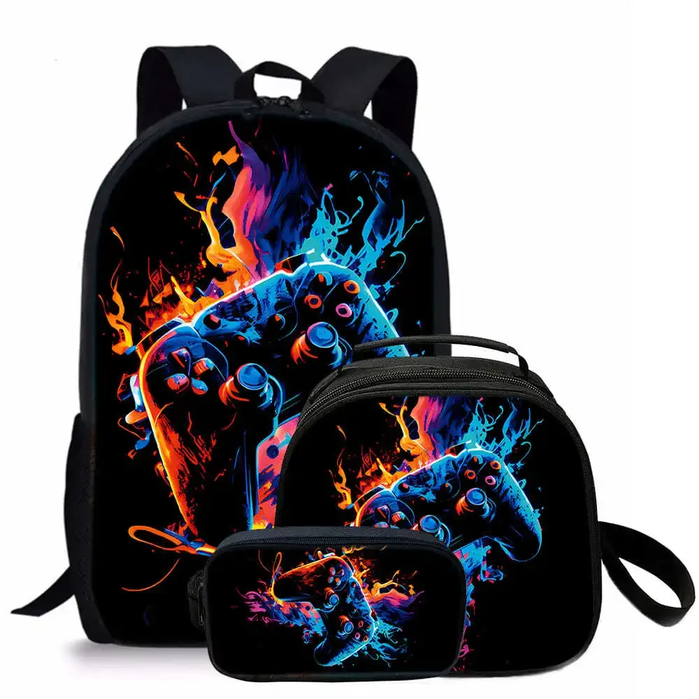 tapis de jeu tendance et populaire, imprimé en 3d, 3 pièces/ensemble, sacs d'école pour étudiants, sac à dos de voyage pour carnet de notes, sac à déjeuner à bandoulière, trousse à crayons