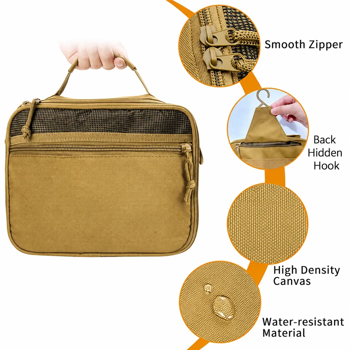 trousse de toilette tactique pour hommes, trousse de rasage et d'hygiène suspendable utilitaire pour voyage, pochette tactique molle edc