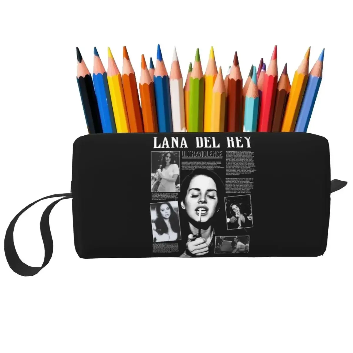 Sac de maquillage Singer Lana Del Rey Hip Pop Music, organisateur de cosmétiques, trousse de rangement, sac de voyage pour femmes, trousse à crayons