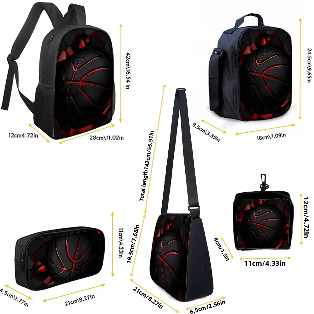 ensemble de sacs à dos graphiques sur le thème du basketball (1/2/3/4/5 pièces) | parfait pour l'école et les déplacements quotidiens