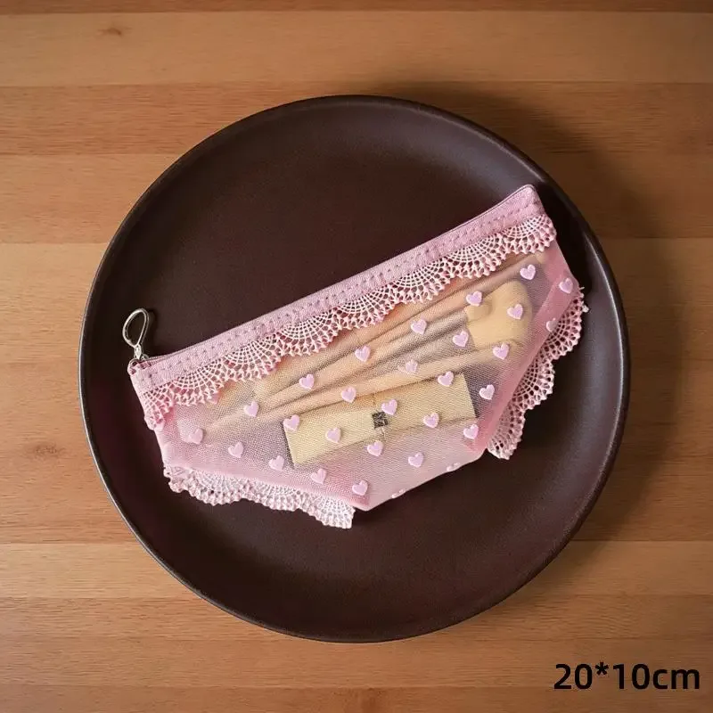 sac de rangement portable à fermeture éclair pour maquillage, inspiré des culottes en dentelle, pour une organisation facile des cosmétiques