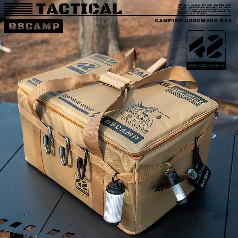 sac de rangement tactique pour le camping 30-42l - boîte pliable isolée pour pique-nique, vaisselle et équipement de terrain, imperméable