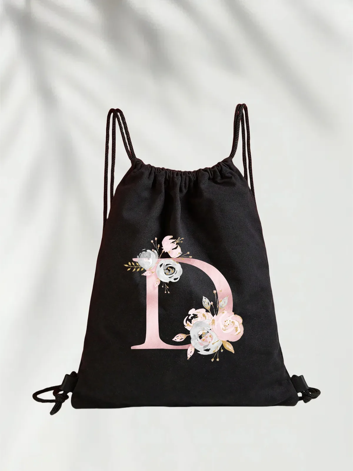 sac à dos léger unisexe à cordon de serrage pour le sport et le fitness, les voyages en plein air et les étudiants avec motif de nom de lettre initiale