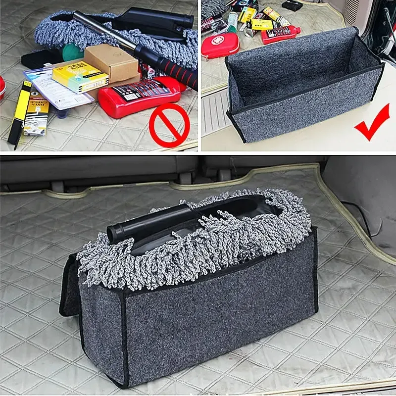 sac de rangement en feutre pour coffre de voiture, en tissu non tissé, pliable, organisateur portable avec poignée, résistant à l'usure, boîte de rangement universelle pour voiture