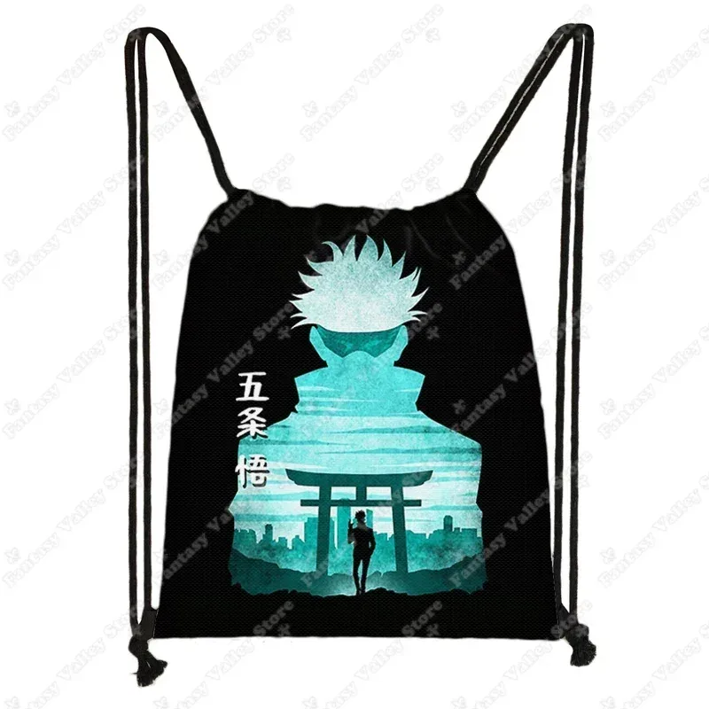 sacs à dos anime jujutsu kaisen gojo satoru yuji itadori, sac à cordon harajuku, sacs de rangement de grande capacité, sac à bandoulière d'extérieur