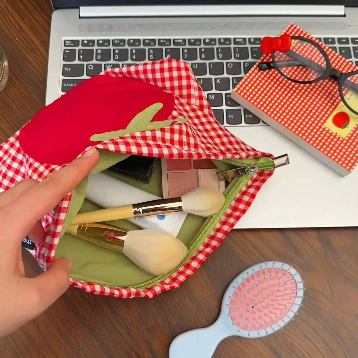 trousse de maquillage mignonne de grande capacité • pochette de toilette portable • organisateur cosmétique polyvalent minimaliste