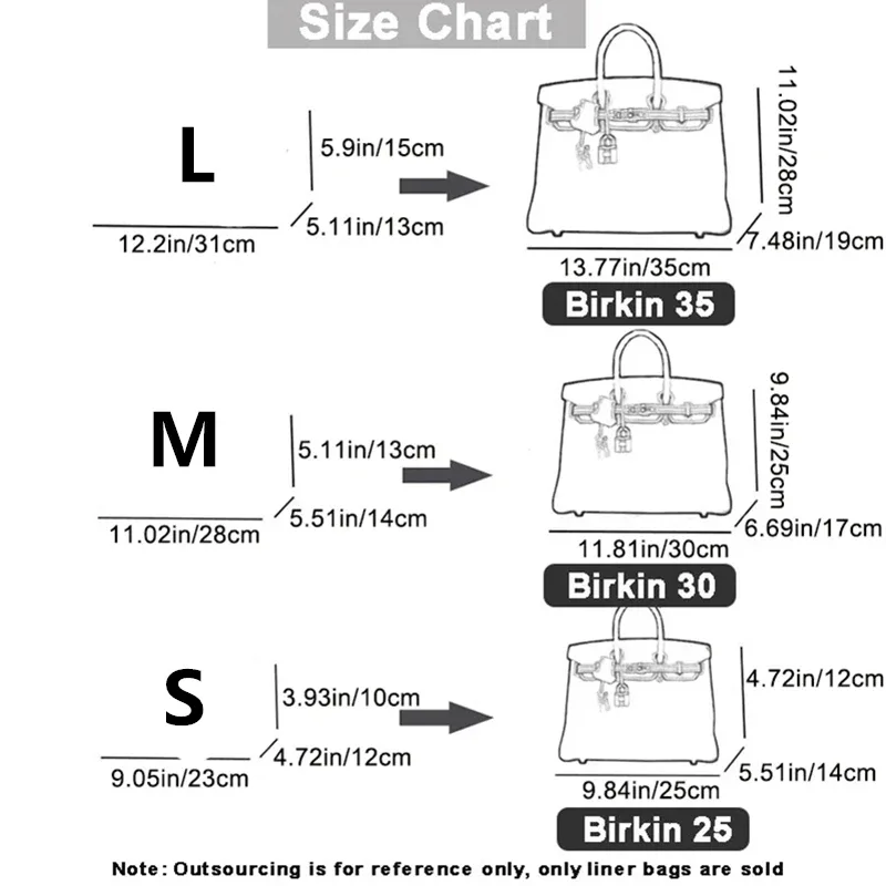 organisateur de sac étanche ultra léger, poche de doublure en nylon souple pour hermes h-birkin 25 30 35, sac à main de planification, poche d'insertion spatiale