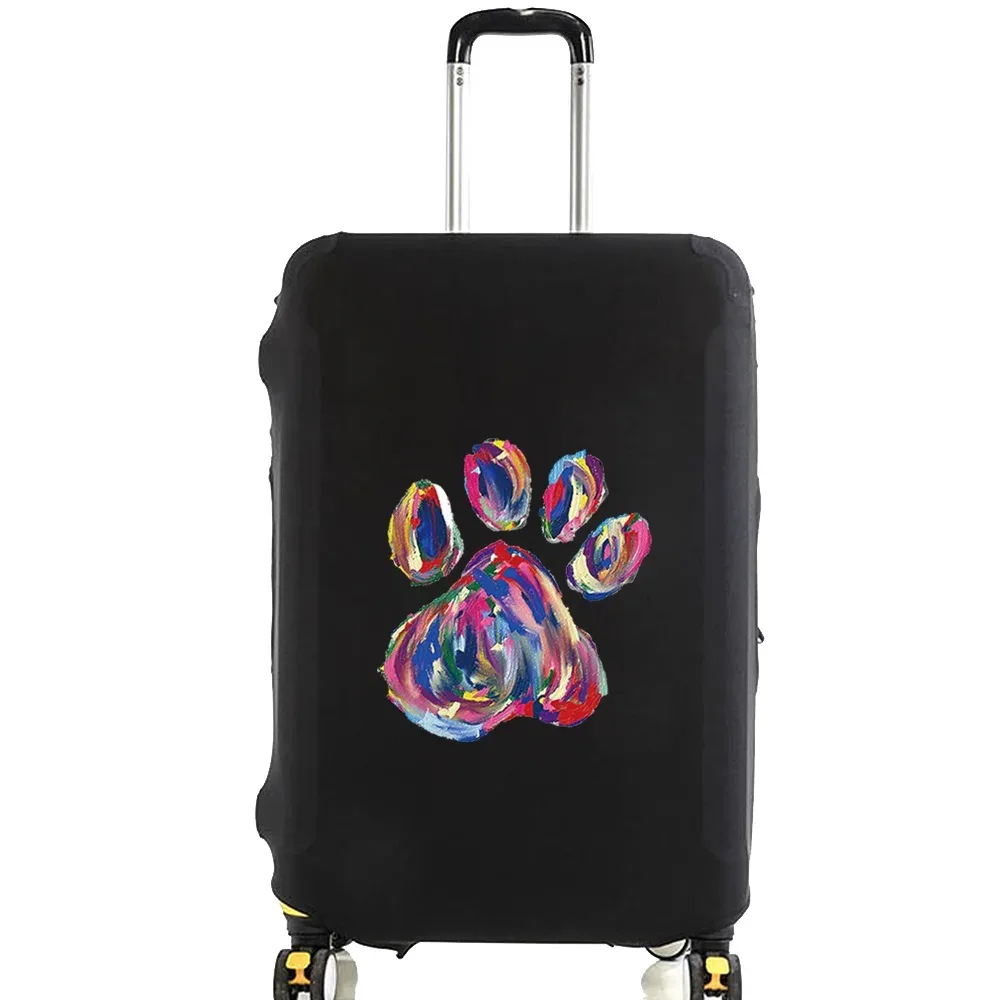 housse de protection pour valise avec empreintes de pieds colorées, couverture anti-poussière élastique plus épaisse pour valise à roulettes de 18 à 32 pouces, accessoires de voyage