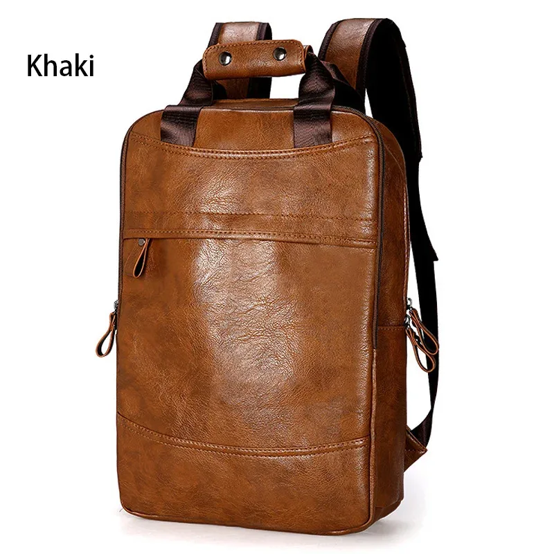 sac à dos étanche vintage pour hommes, sacs d'école de luxe, sacs à dos décontractés en cuir pu, sacs à dos de voyage rétro, sac pour ordinateur portable 15.6 pouces