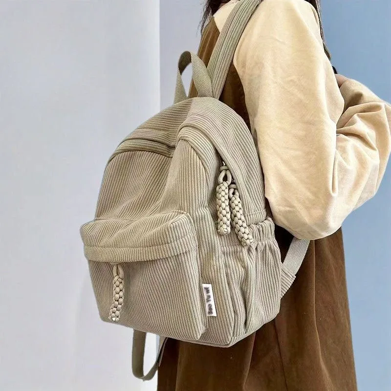sac à dos en velours rayé pour femmes, petit sac à dos de voyage en velours côtelé pour étudiantes, nouvelle mode 2025