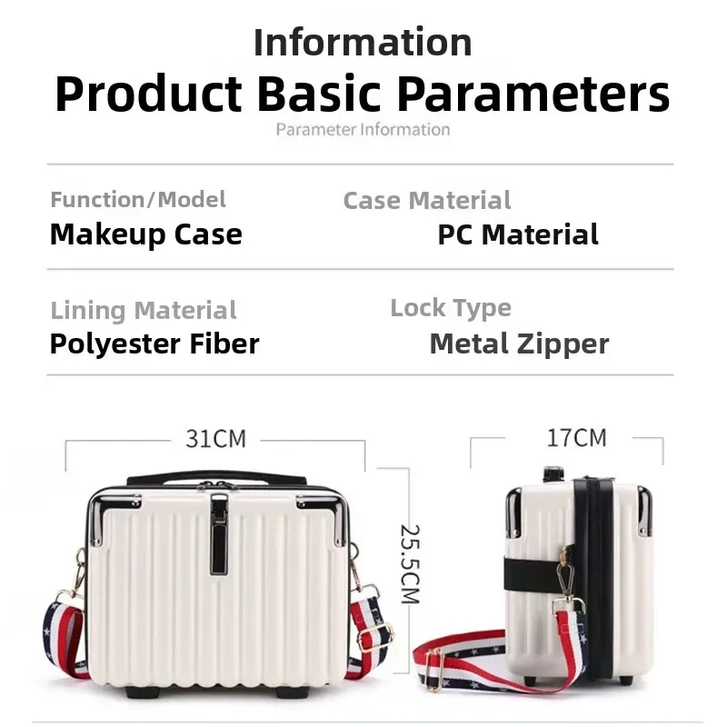 Nouvelle trousse de maquillage compacte pour PC, avec bandoulière, sac de rangement portable, sac bandoulière pour étudiants, imperméable, antichoc