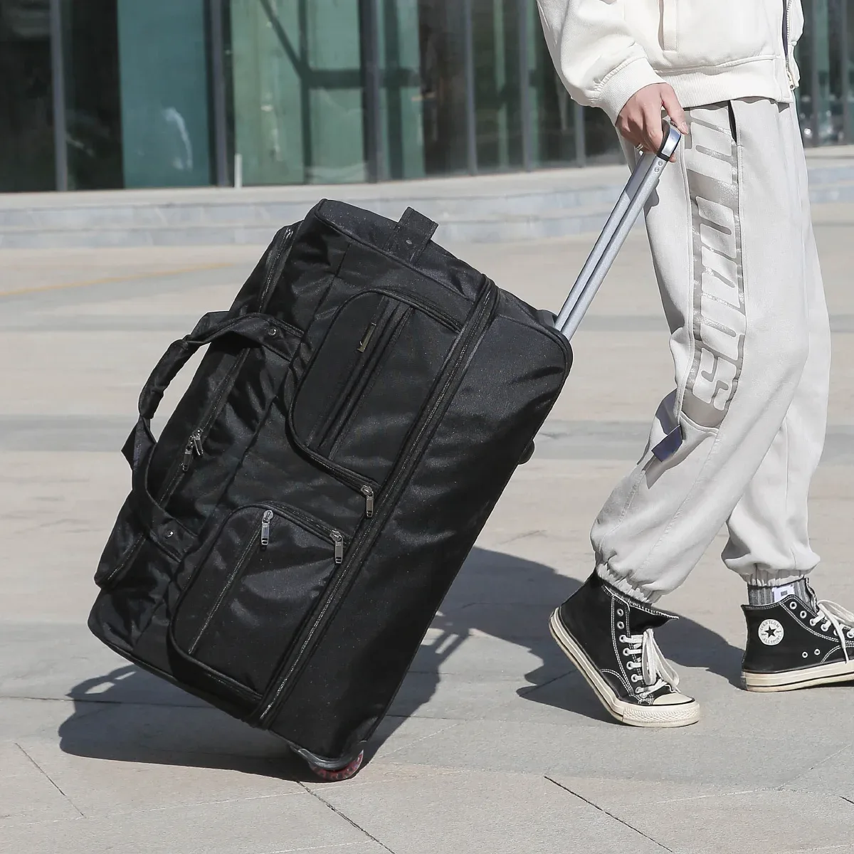 Sac vérifié de la compagnie aérienne Sac de bagage mobile pliable à l'étranger avec chariot Bagage de voyage Sac de rangement de voyage roulant Sac de bagage Sac de grande capacité pour hommes
