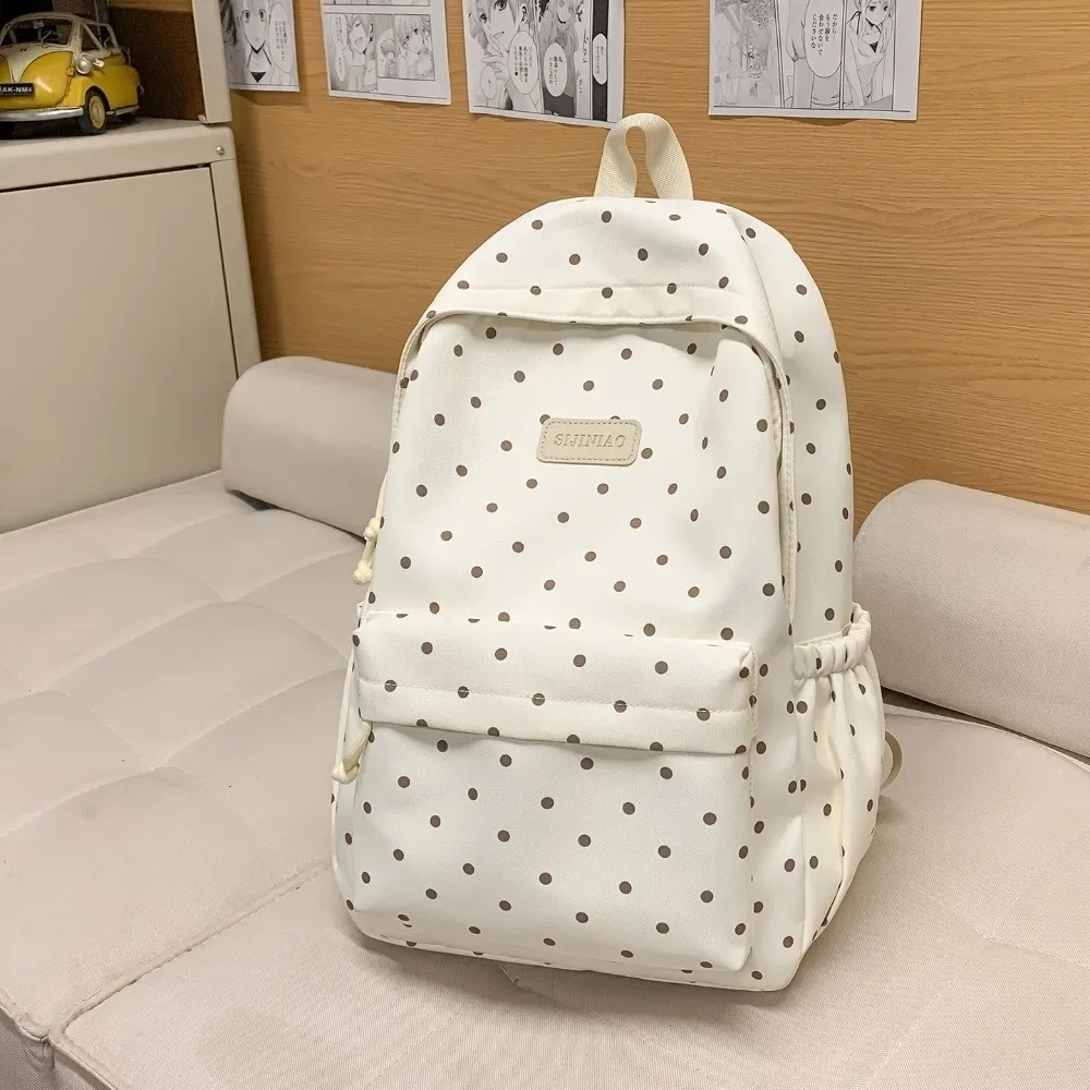 sac à dos à pois double bretelle grande capacité léger imperméable pour voyage et école – adorable pour étudiants