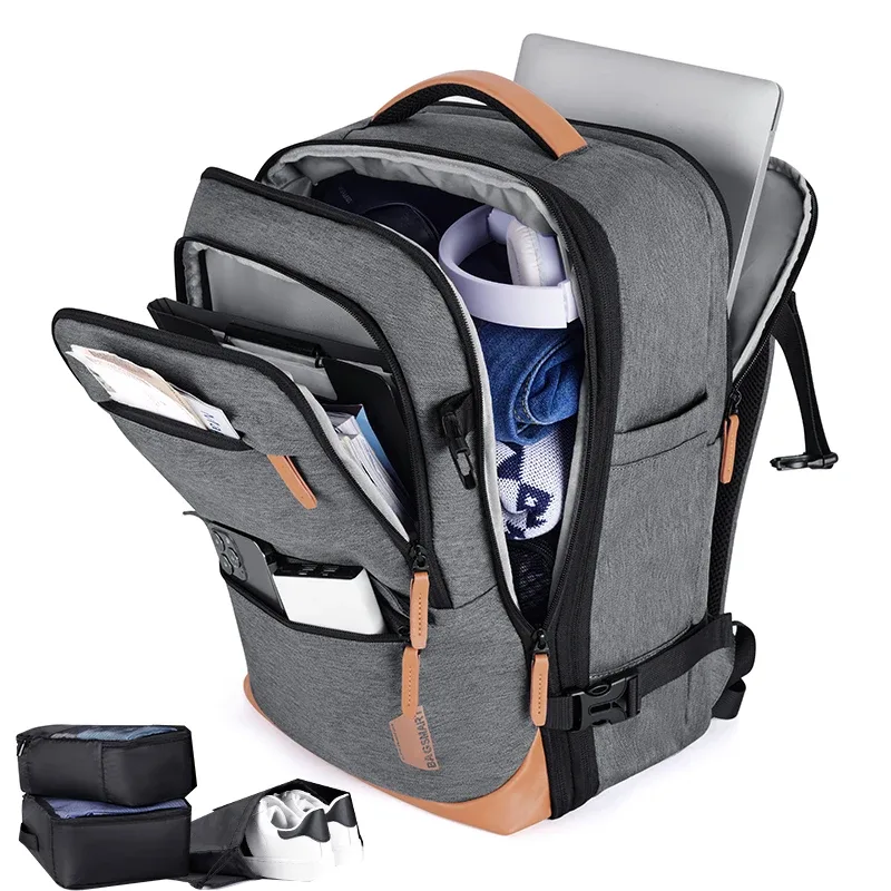 bagsmart-sac à dos de voyage extensible, sacoche pour ordinateur portable, étanche, multifonctionnel, pour l'école et les affaires, bagages, valises, 40l