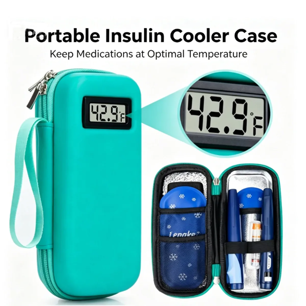 étui de voyage isotherme pour insuline avec affichage de la température, sac de rangement portable pour médica