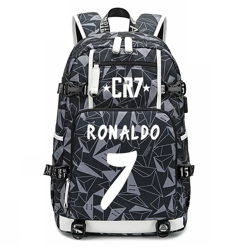 sac à dos d'étudiant cr7 football star, sac à dos camouflage à double bandoulière, sac à dos décontracté pour voyage et randonnée, sac à dos pour adolescents avec capacité pour ordinateur portable, mochilas