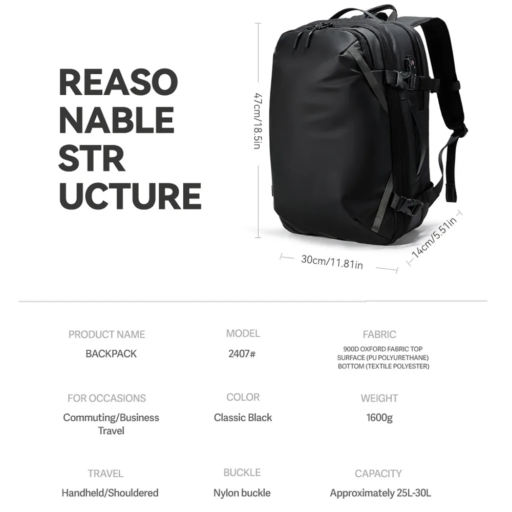 sac à dos de voyage pour hommes, compression sous vide, 40l, pour ordinateur portable, affaires, grande capacité, pour l'école, sac à dos de randonnée extensible