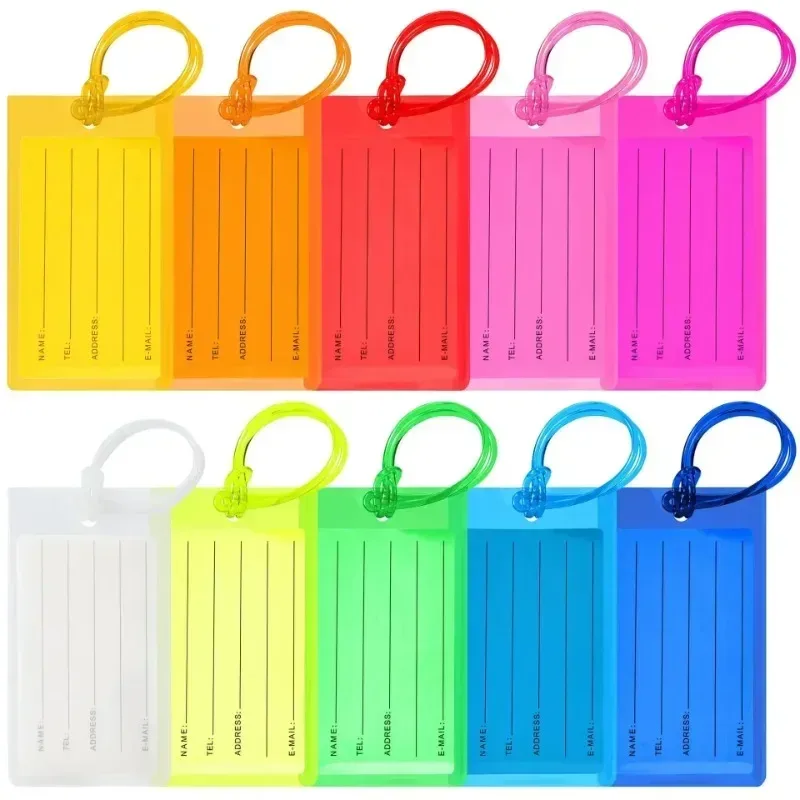 étiquette de bagage transparente colorée arc-en-ciel, étiquette de valise flexible, identification de nom étanche, identification de bagage attro, voyage
