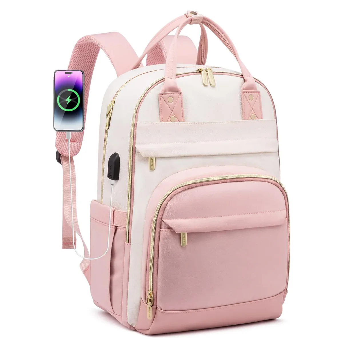 sac à dos imperméable pour femme, léger, pour le travail, grande capacité, 15,6 pouces, rangement pour ordinateur, sac de transport