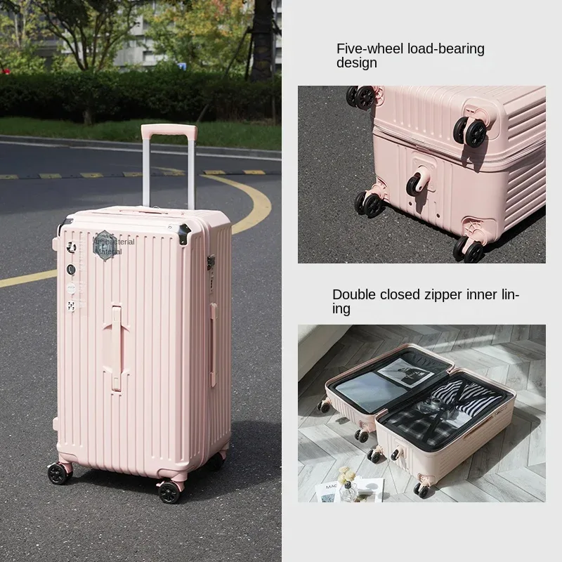 valise de voyage surdimensionnée de 28/30/36/50 pouces avec cinq roues tournantes, boîtier embarqué de 20 pouces, bagages à roulettes de grande capacité pour pc