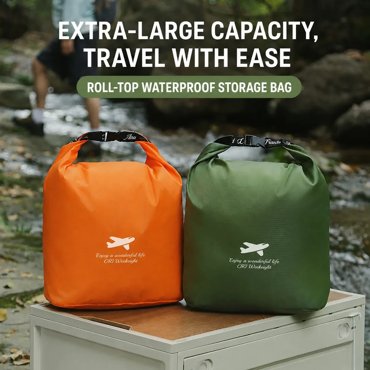 sacs de rangement de voyage étanches à fermeture roll-top en oxford ultralégers et indéchirables pour le campi