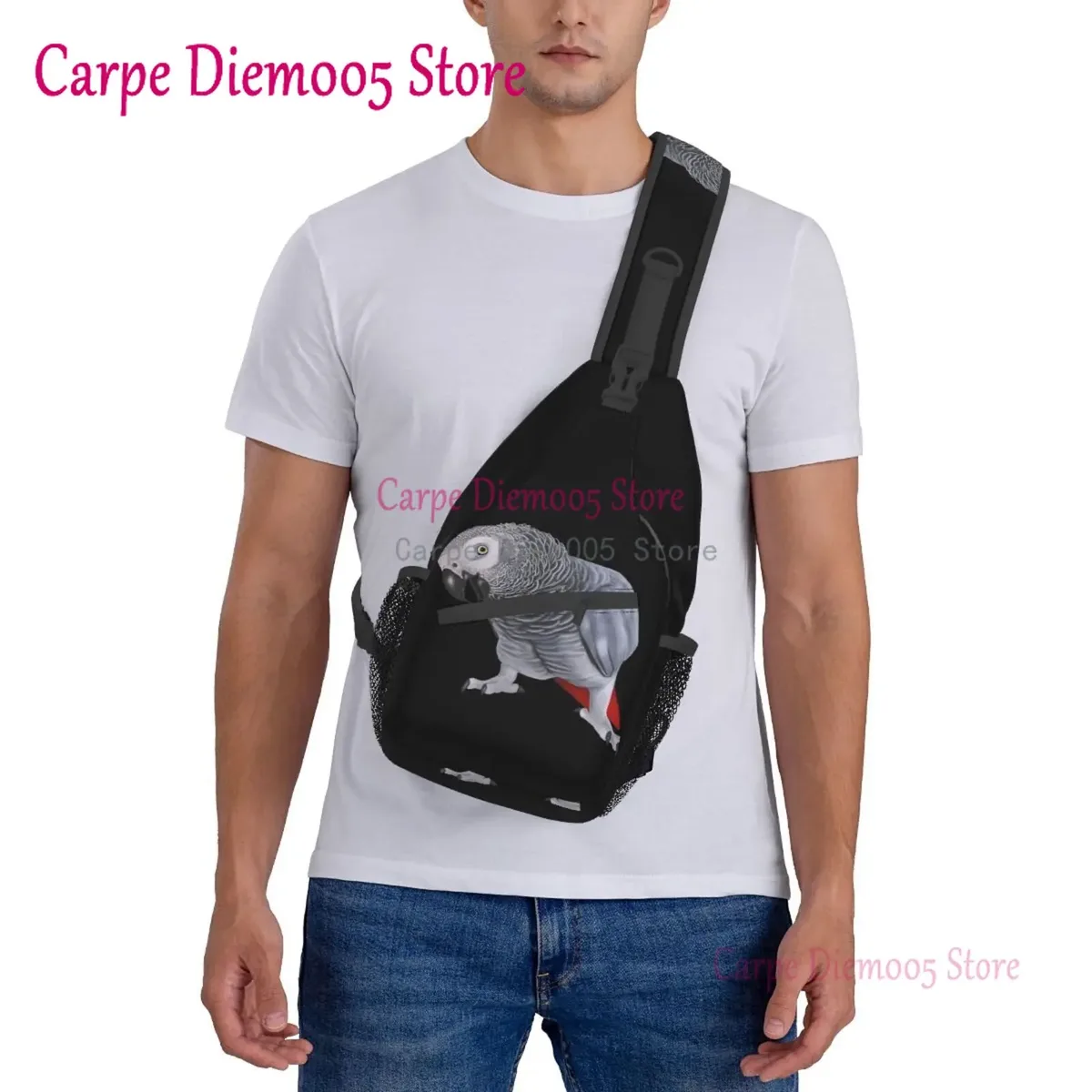 sac à bandoulière perroquet gris africain pour hommes, sac à dos à bandoulière pour la randonnée