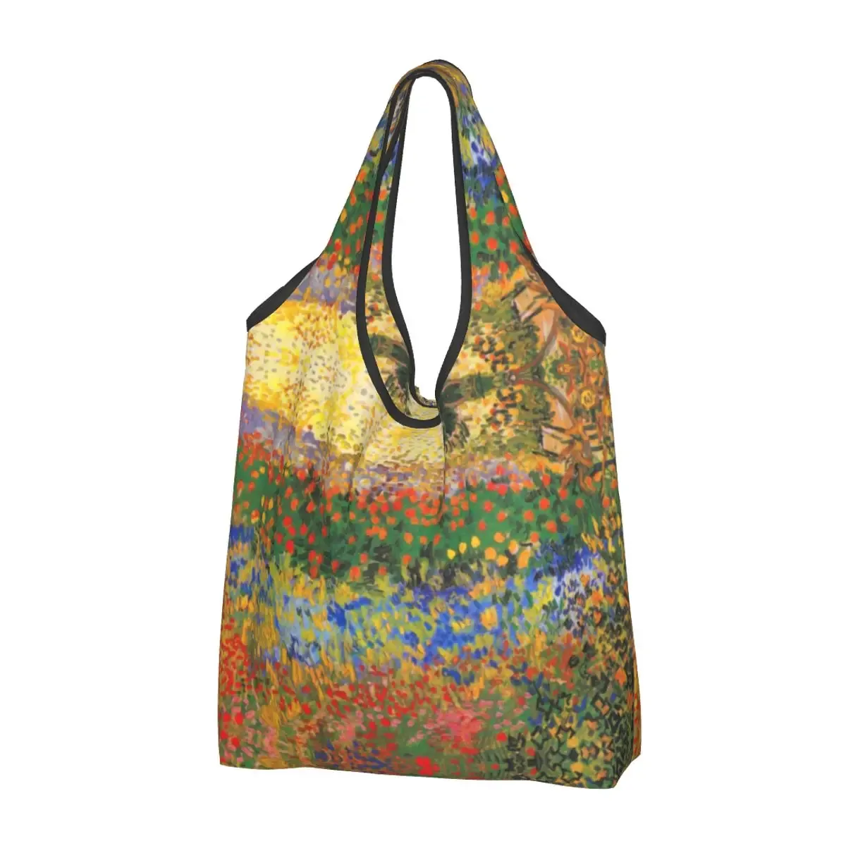 sac fourre-tout portable personnalisé drôle 73 terrasse la nuit, peinture de vincent van gogh, sac d'épicerie initié